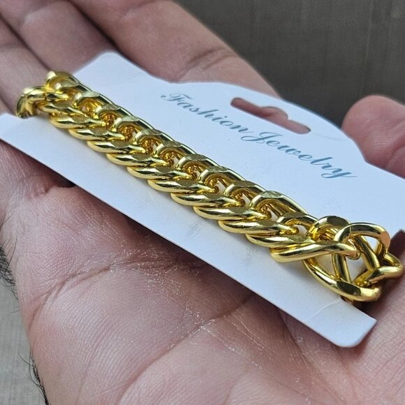 Fashion Wristband Bracelet Unisex Fashion Jewelry Yellow Gold Tone Bracelet New - Picture 1 of 12